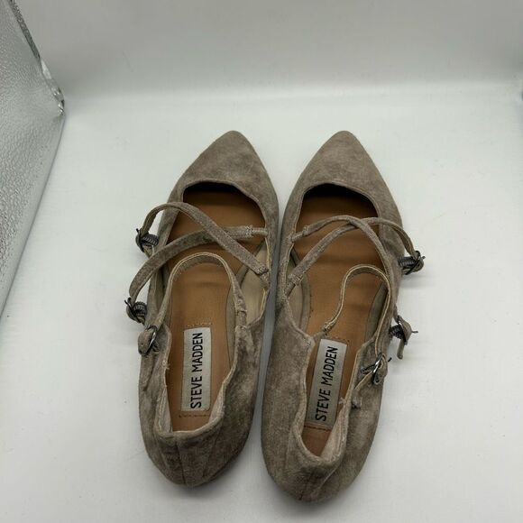 Steve Madden Edggy Flat in Taupe Suede Leather Size 7 - Picture 5 of 10